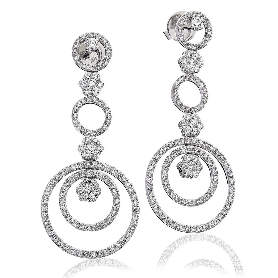 Diamond Drop Earrings 3.00ct F VS Quality in 18k White Gold - My Jewel World