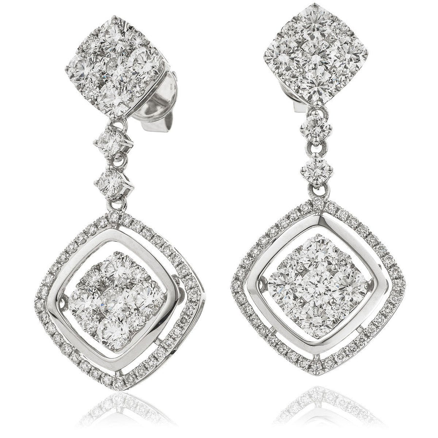 Diamond Drop Earrings 3.30ct F VS Quality in 18k White Gold - My Jewel World
