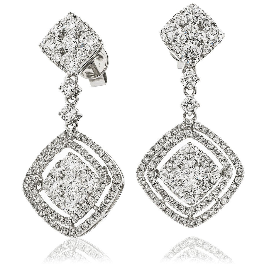 Diamond Drop Earrings 3.80ct F VS Quality in 18k White Gold - My Jewel World