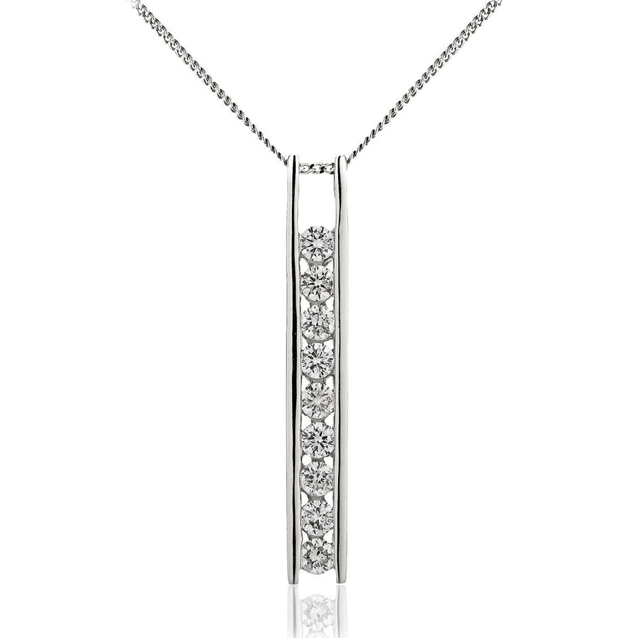 Diamond Drop Pendant Necklace 0.50ct F VS Quality in 18k White Gold - My Jewel World