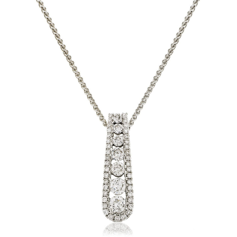 Diamond Drop Pendant Necklace 0.60ct F VS Quality in 18k White Gold - My Jewel World