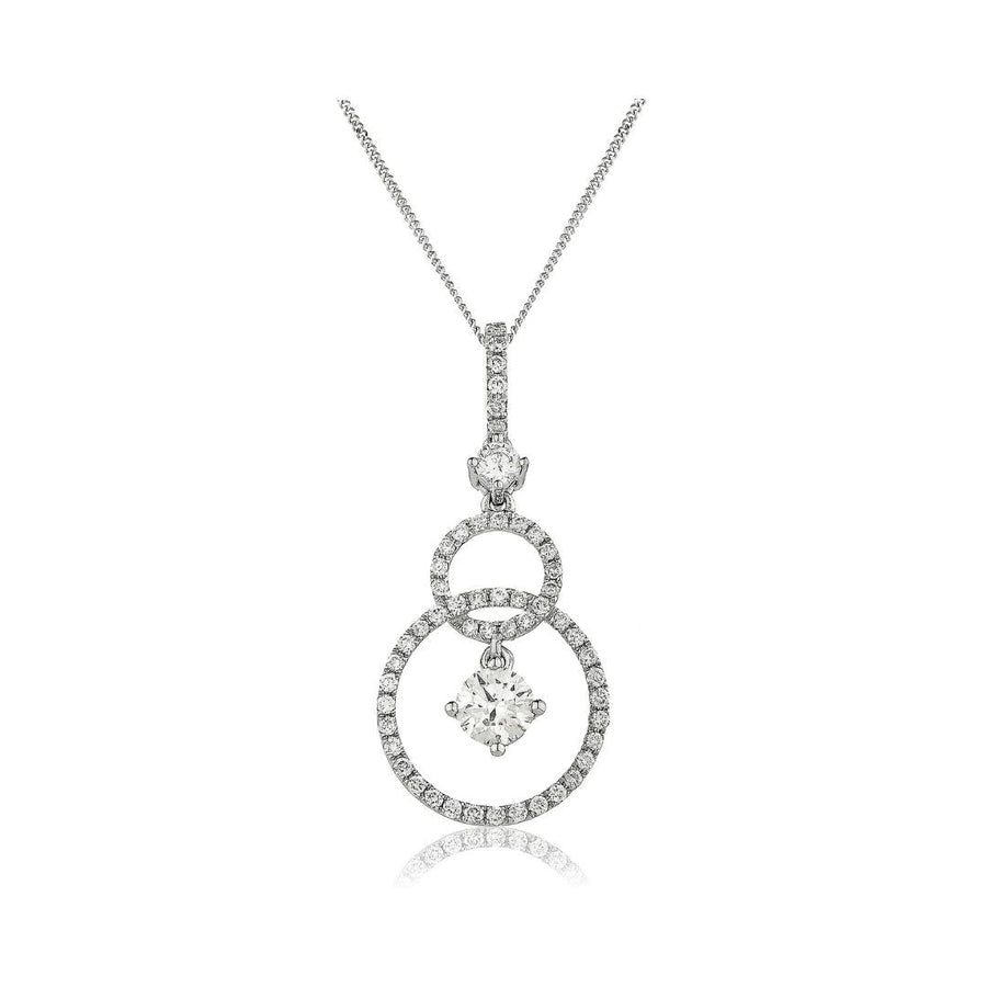 Diamond Drop Pendant Necklace 0.80ct F VS Quality in 18k White Gold - My Jewel World