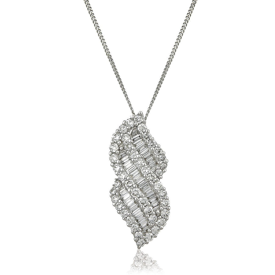 Diamond Drop Pendant Necklace 1.10ct F VS Quality in 18k White Gold - My Jewel World