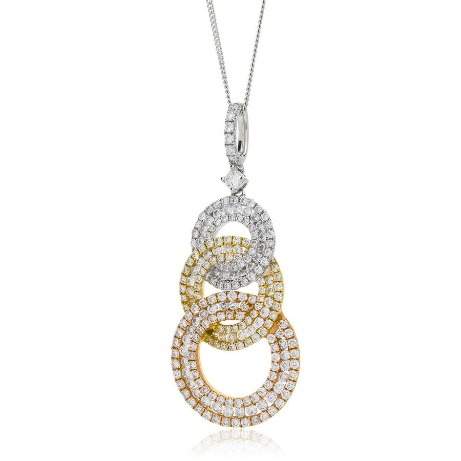 Diamond Drop Pendant Necklace 1.20ct F VS Quality in 18k 3 Tone Gold - My Jewel World