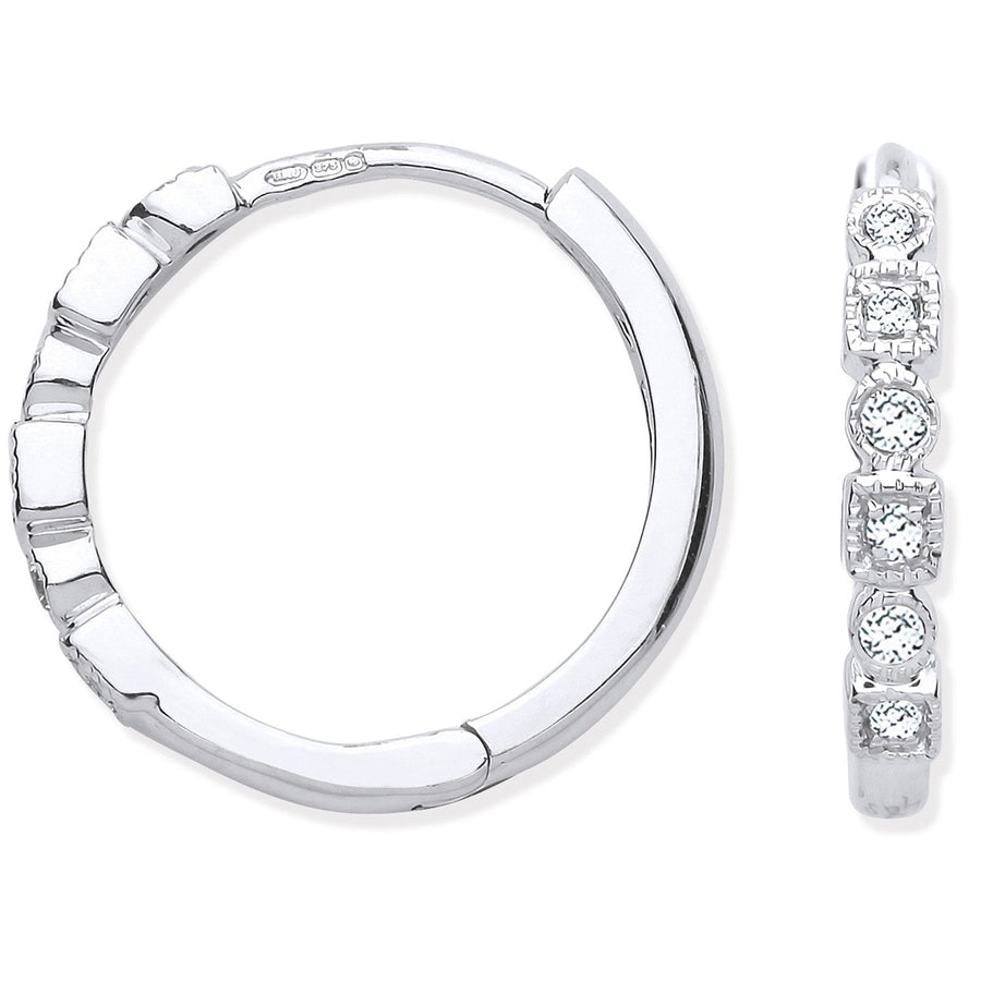 Diamond Earring Hoops 0.10ct H-SI Quality Set in 9K White Gold - My Jewel World