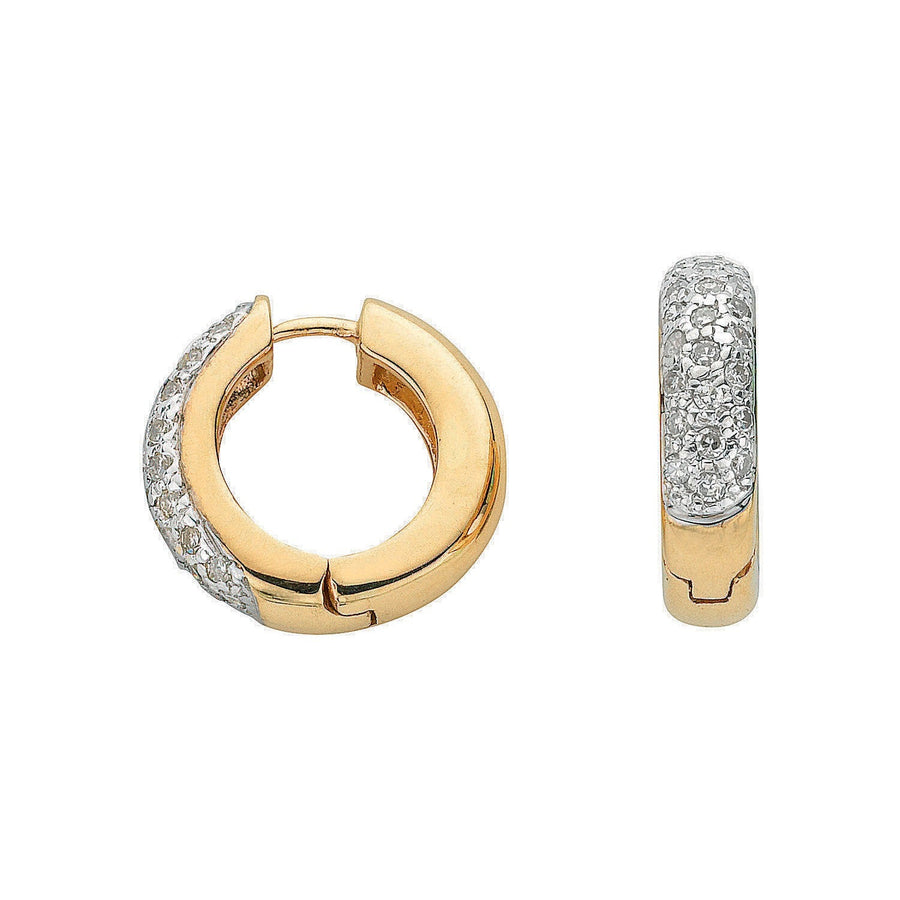 Diamond Earring Hoops 0.25ct H-SI Quality Set in 9K Yellow Gold - My Jewel World