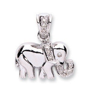 Diamond Elephant Pendant Necklace 0.07ct H-SI in 9K White Gold - My Jewel World