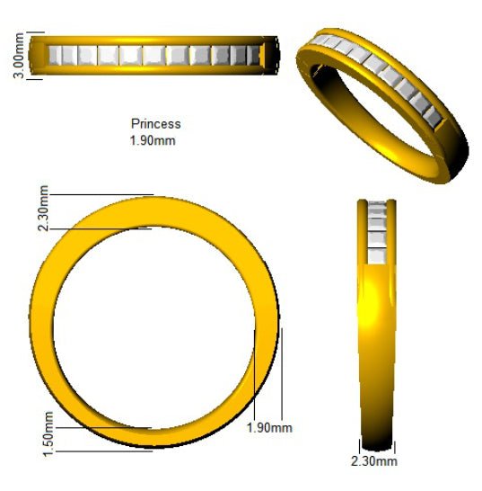 Diamond Eternity 13 Stone Ring 0.50ct F-VS Quality in 18k Yellow Gold - My Jewel World