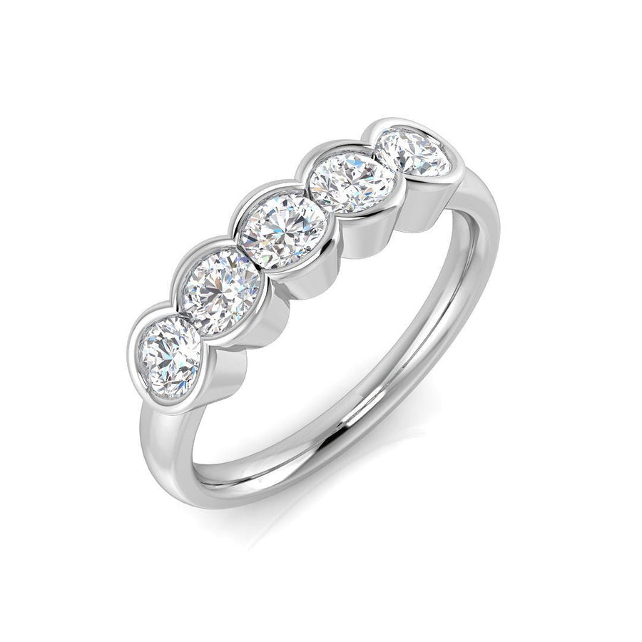 Diamond Eternity 5 Stone Ring 0.75ct F-VS Quality in 18k White Gold - My Jewel World