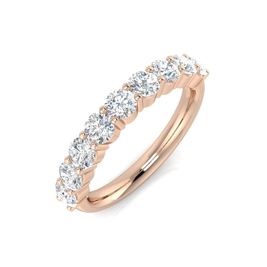 Diamond Eternity 9 Stone Ring 1.00ct F-VS Quality in 18k Rose Gold - My Jewel World