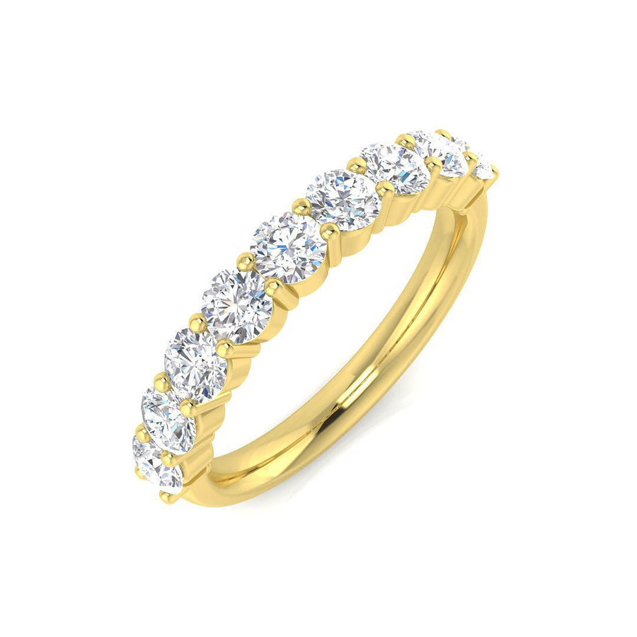 Diamond Eternity 9 Stone Ring 1.00ct F-VS Quality in 18k Yellow Gold - My Jewel World