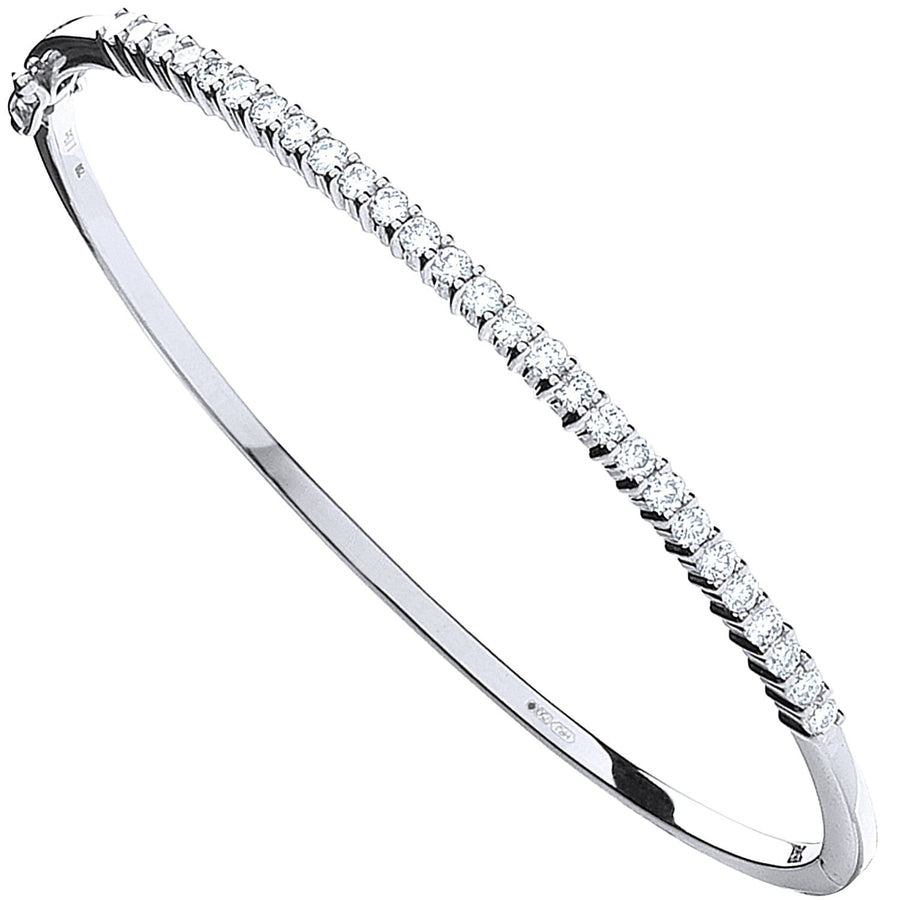 Diamond Eternity Bangle 1.15ct H-SI Quality in 18K White Gold - My Jewel World