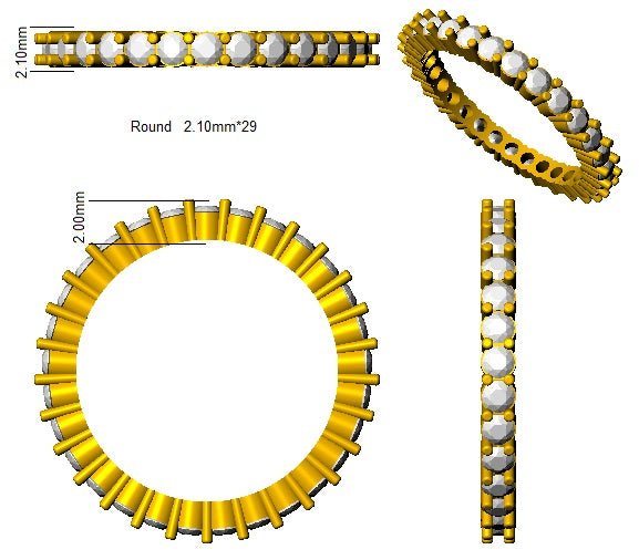 Diamond Eternity Ring 2.0mm 1.00ct F-VS Quality in 18k Yellow Gold - My Jewel World