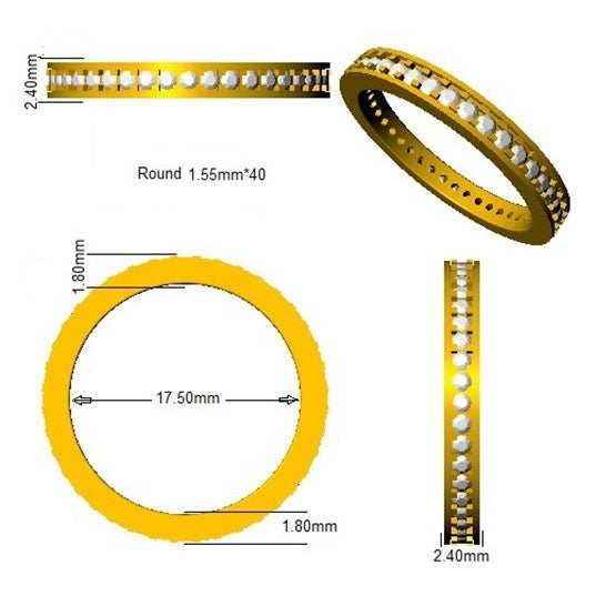 Diamond Eternity Ring 2.3mm 0.50ct F-VS Quality in 18k Yellow Gold - My Jewel World