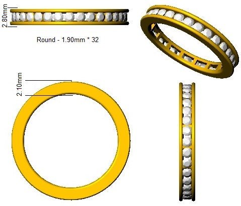 Diamond Eternity Ring 2.6mm 0.80ct F-VS Quality in 18k Yellow Gold - My Jewel World