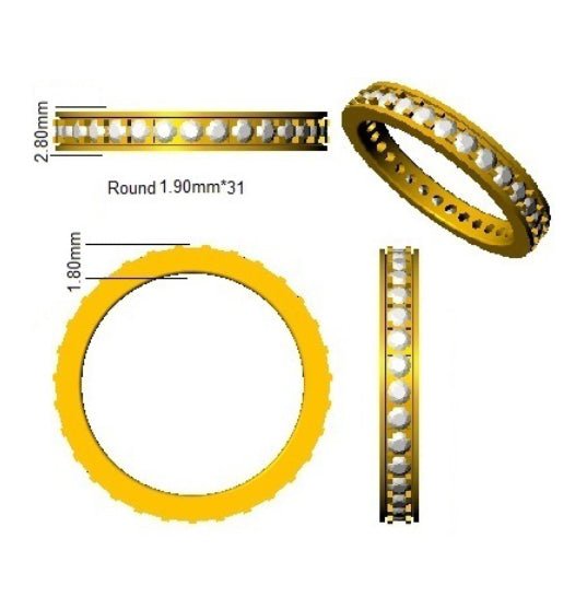 Diamond Eternity Ring 2.7mm 0.80ct F-VS Quality in 18k Yellow Gold - My Jewel World