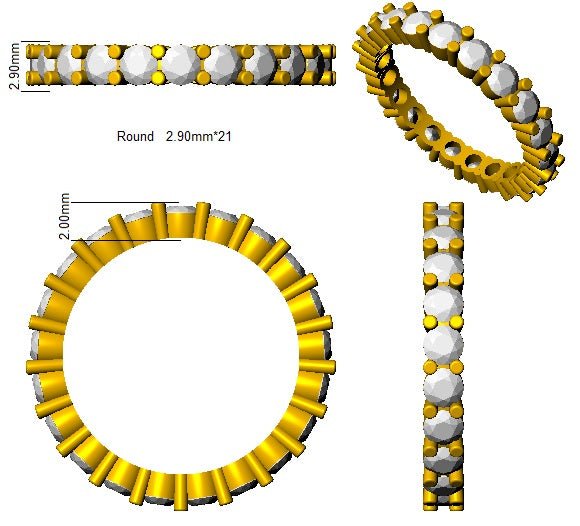 Diamond Eternity Ring 2.8mm 2.00ct F-VS Quality in 18k Yellow Gold - My Jewel World