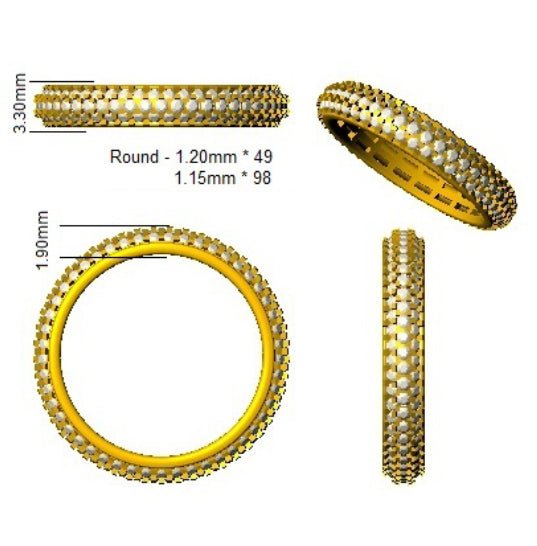 Diamond Eternity Ring 3.5mm 1.00ct F-VS Quality in 18k Yellow Gold - My Jewel World