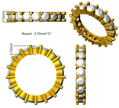 Diamond Eternity Ring 3.6mm 3.30ct F-VS Quality in 18k Yellow Gold - My Jewel World