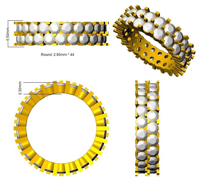 Diamond Eternity Ring 5.4mm 4.00ct F-VS Quality in 18k Yellow Gold - My Jewel World