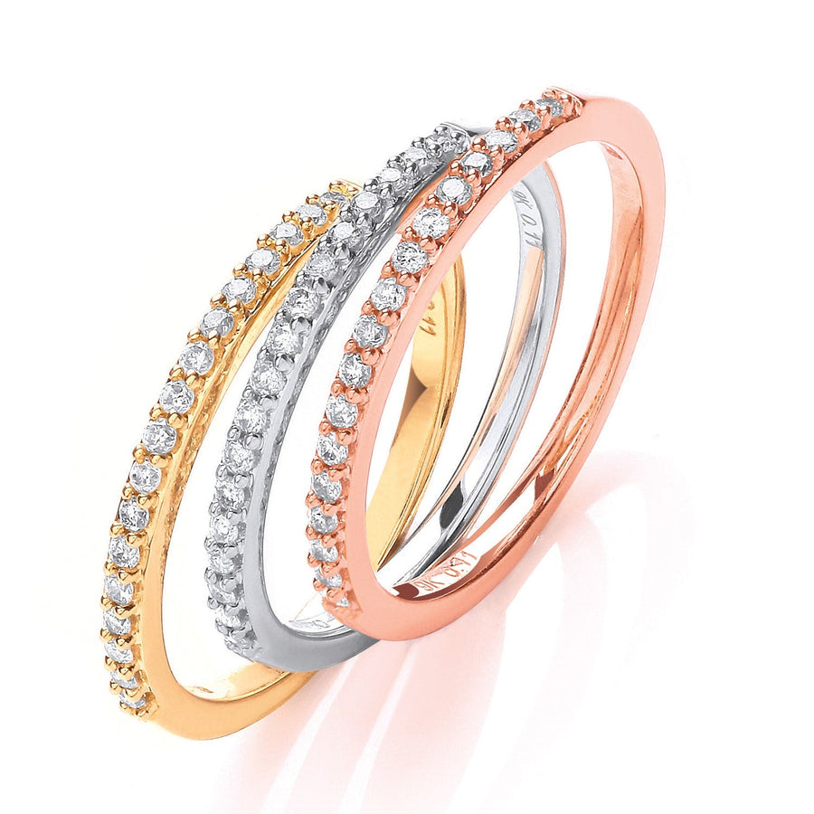 Diamond Eternity Ring Set 0.33ct H-SI Quality in 9K 3 Tone Gold - My Jewel World