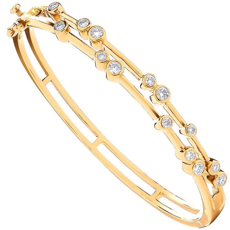 Diamond Fancy Bangle 1.00ct H-SI Quality in 18K Yellow Gold - My Jewel World