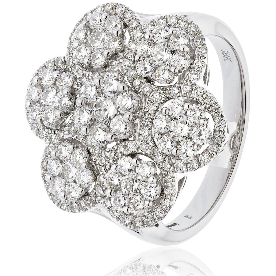 Diamond Fancy Cluster Ring 1.50ct F-VS Quality in 18k White Gold - My Jewel World