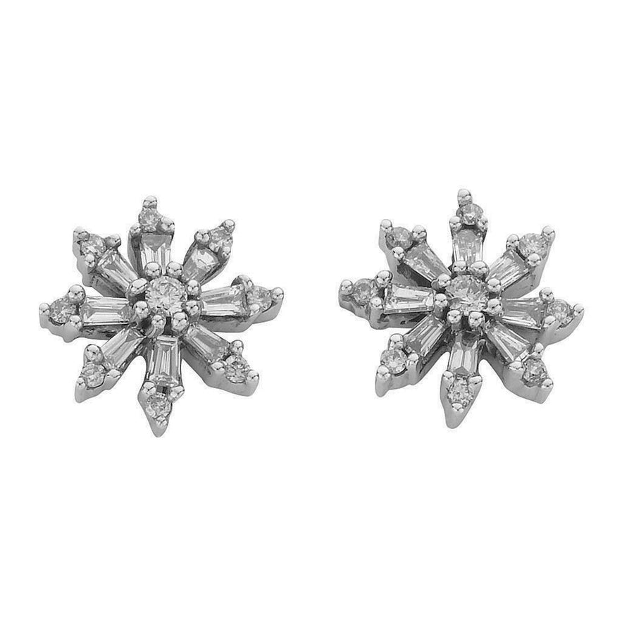 Diamond Fancy Cluster Stud Earrings 0.35ct H-SI Quality 9K White Gold - My Jewel World