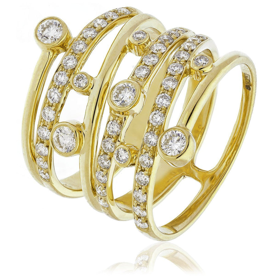 Diamond Fancy Dress Ring 19.4mm 0.80ct F-VS Quality in 18k Yellow Gold - My Jewel World