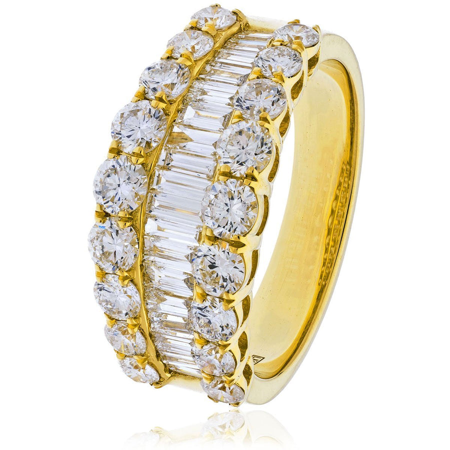 Diamond Fancy Dress Ring 9.5mm 2.20ct F-VS Quality in 18k Yellow Gold - My Jewel World