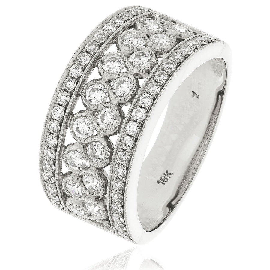 Diamond Fancy Dress Ring 9.7mm 1.00ct F-VS Quality in Platinum - My Jewel World