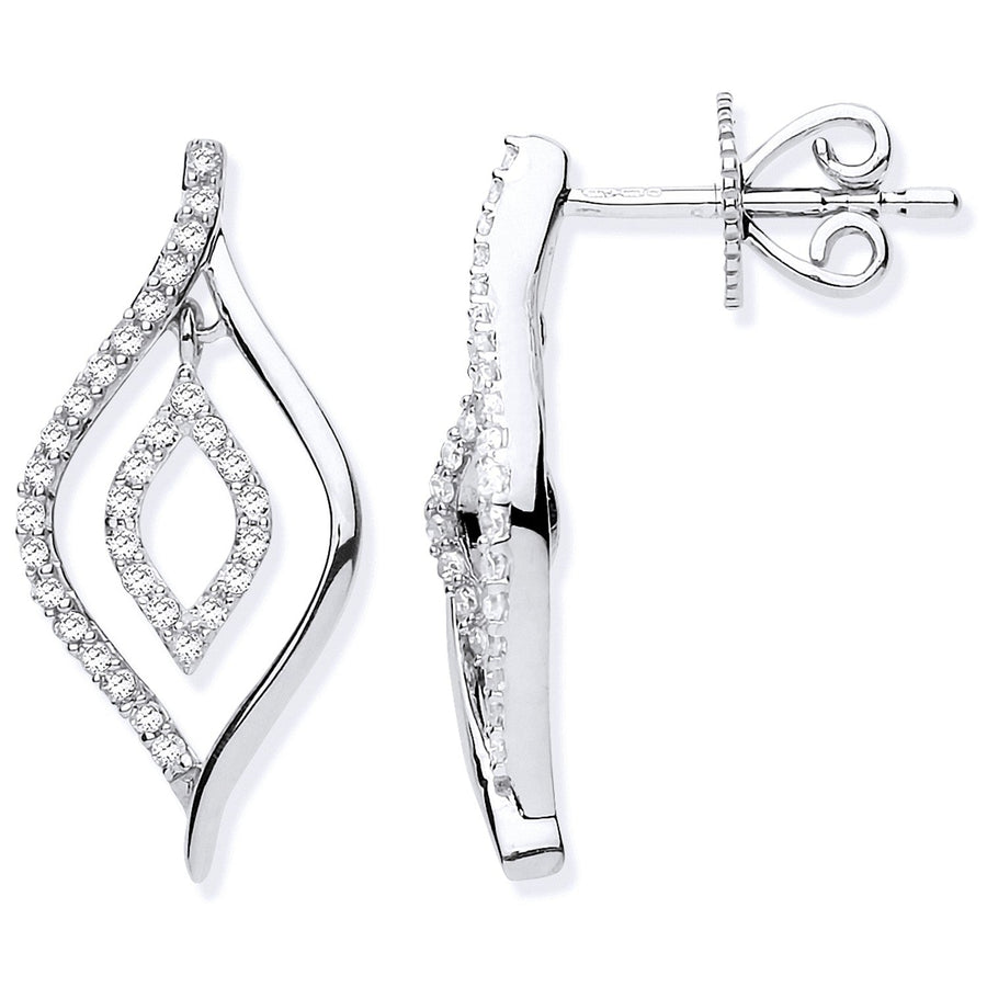 Diamond Fancy Drop Earrings 0.25ct H-SI Quality 9K Set in White Gold - My Jewel World