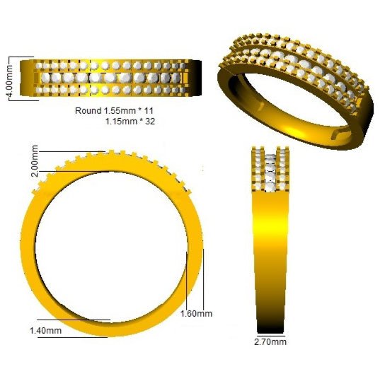Diamond Fancy Eternity Ring 4.1mm 0.37ct F-VS Quality 18k Yellow Gold - My Jewel World