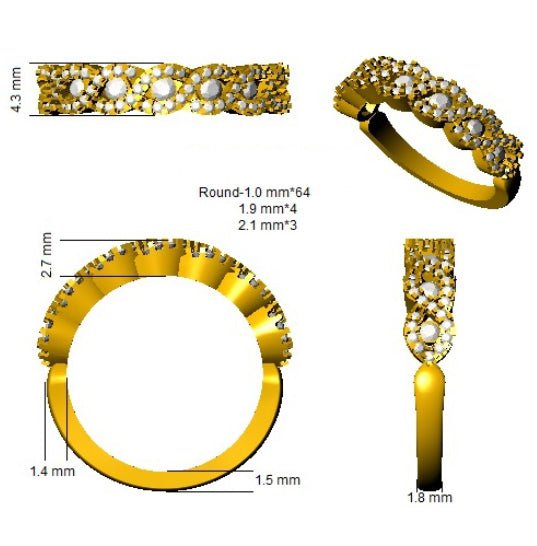 Diamond Fancy Eternity Ring 4.2mm 0.50ct F-VS Quality in Platinum - My Jewel World