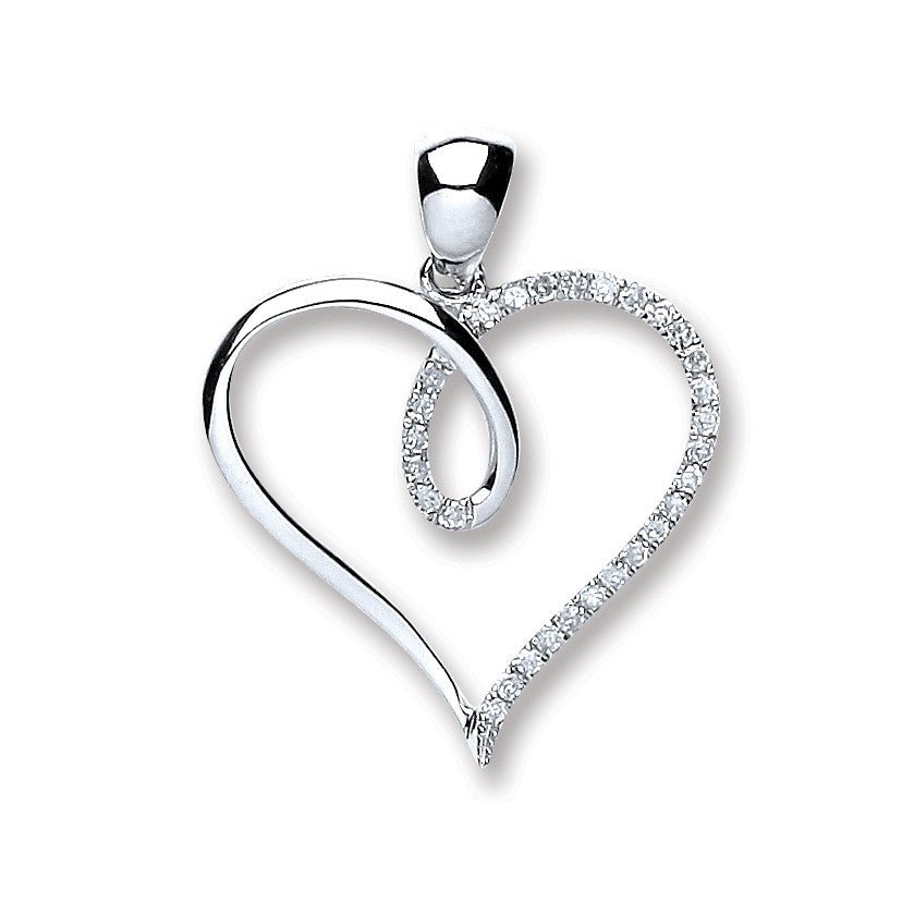 Diamond Fancy Heart Pendant Necklace 0.10ct H-SI in 9K White Gold - My Jewel World