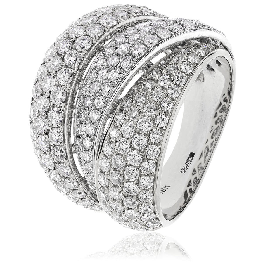 Diamond Fancy Pave Ring 10.5mm 1.25ct F-VS Quality in 18k White Gold - My Jewel World