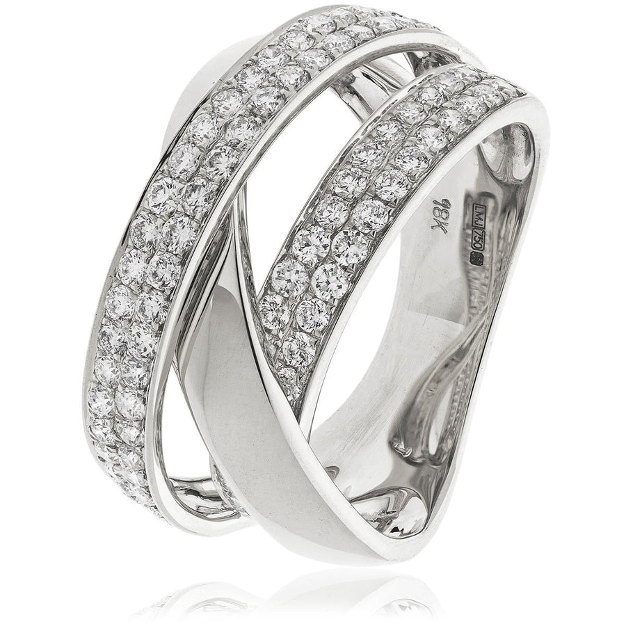 Diamond Fancy Pave Ring 12.0mm 1.20ct F-VS Quality in 18k White Gold - My Jewel World