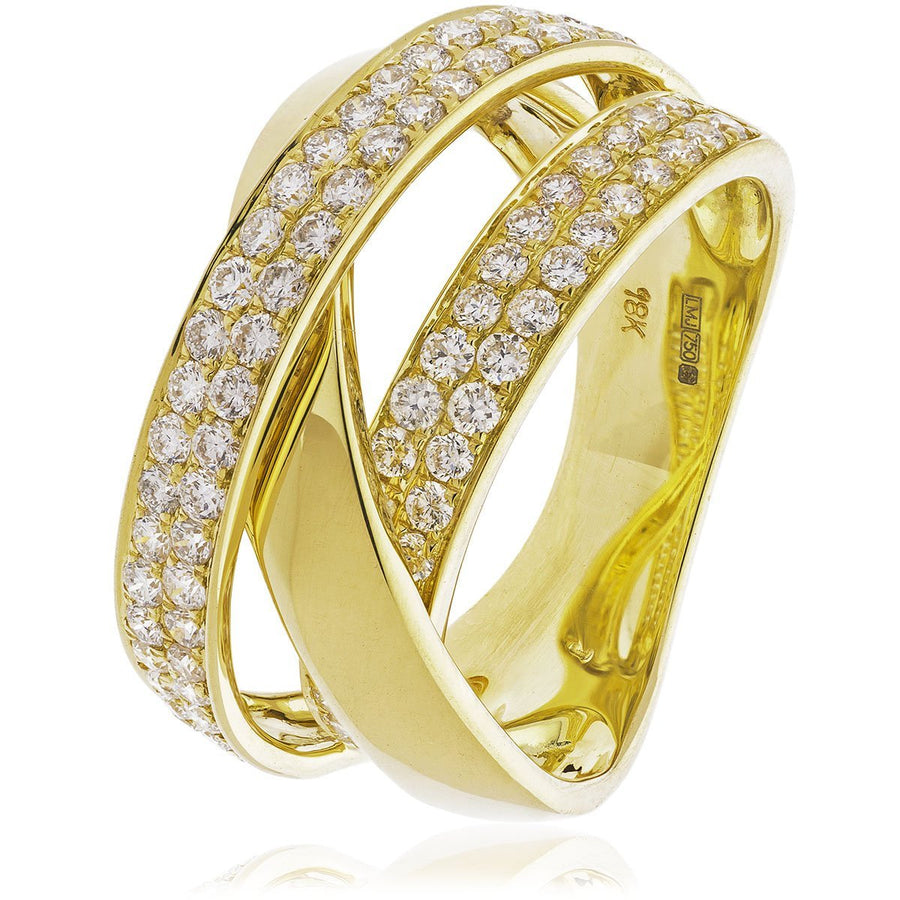 Diamond Fancy Pave Ring 12.0mm 1.20ct F-VS Quality in 18k Yellow Gold - My Jewel World