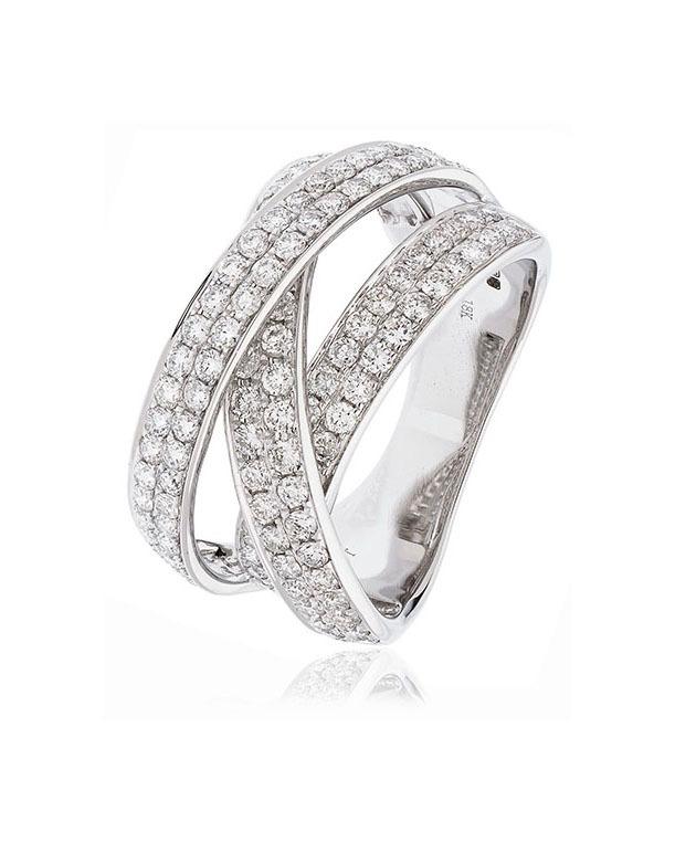 Diamond Fancy Pave Ring 12.0mm 1.65ct F-VS Quality in 18k White Gold - My Jewel World