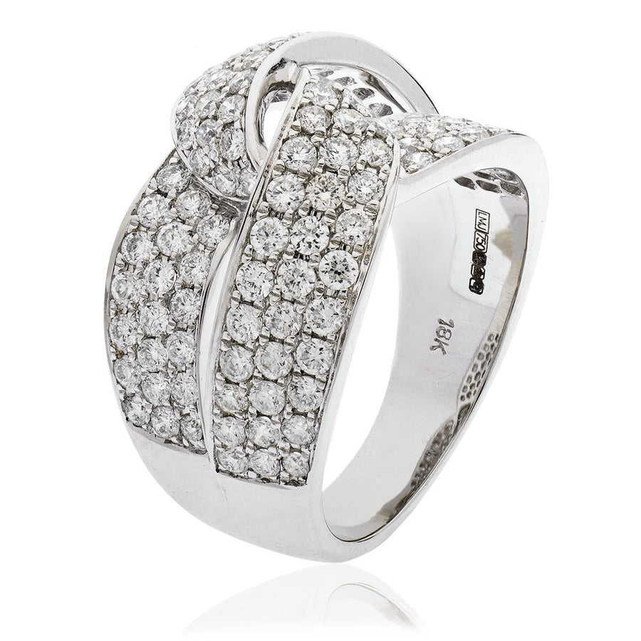 Diamond Fancy Pave Ring 13.5mm 1.70ct F-VS Quality in 18k White Gold - My Jewel World