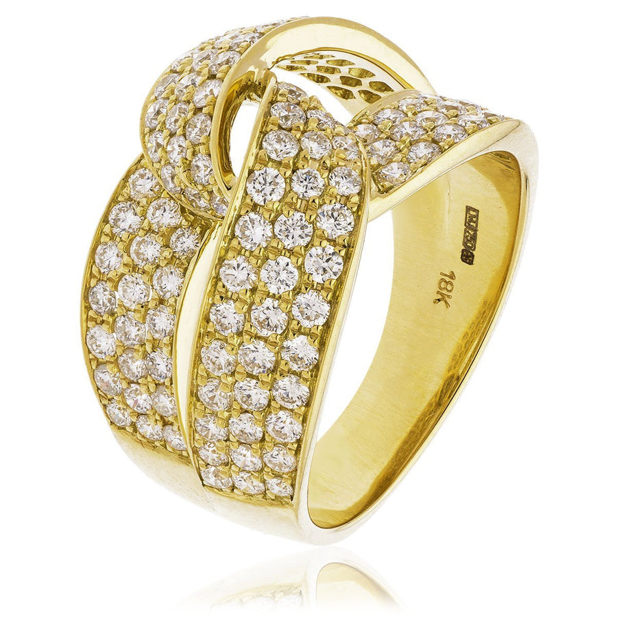 Diamond Fancy Pave Ring 13.5mm 1.70ct F-VS Quality in 18k Yellow Gold - My Jewel World