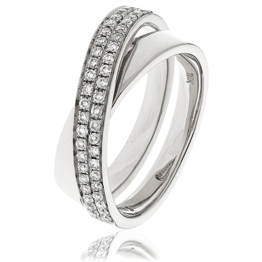 Diamond Fancy Pave Ring 5.0mm 0.30ct F-VS Quality in 18k White Gold - My Jewel World