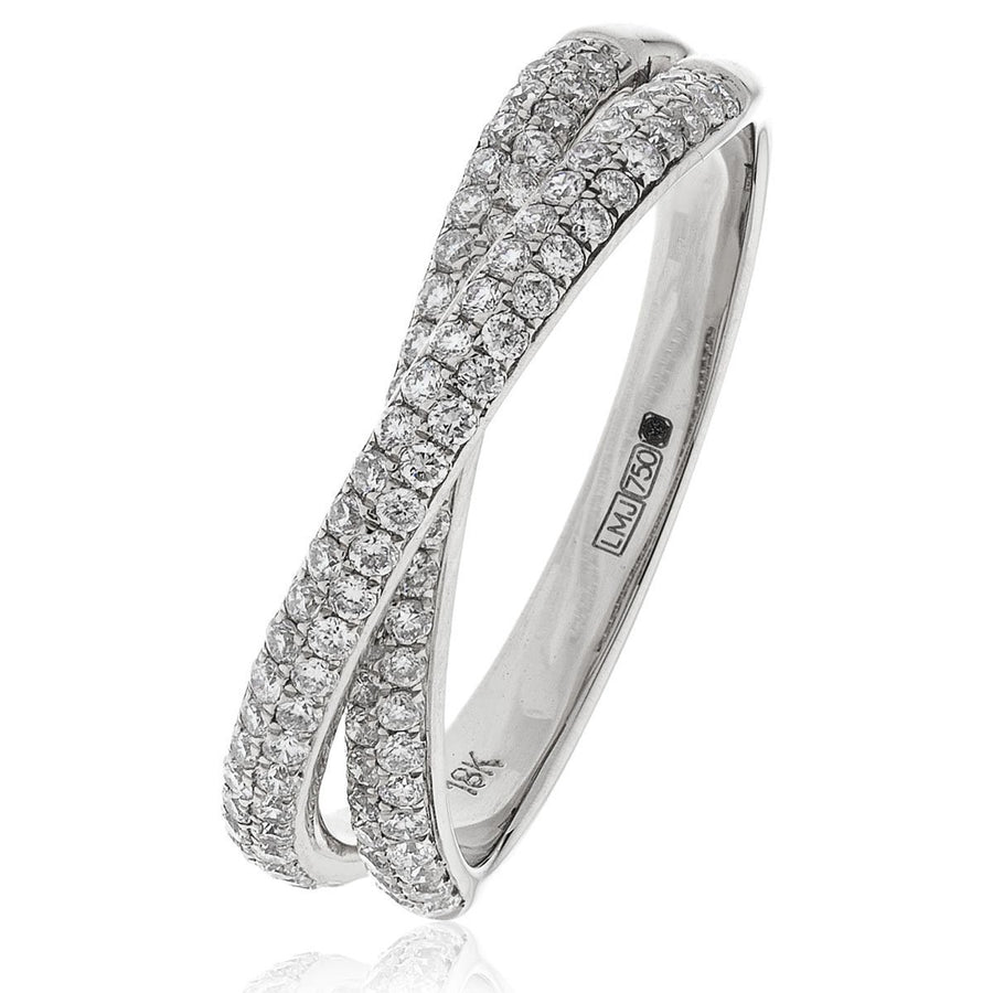 Diamond Fancy Pave Ring 5.0mm 0.50ct F-VS Quality in 18k White Gold - My Jewel World