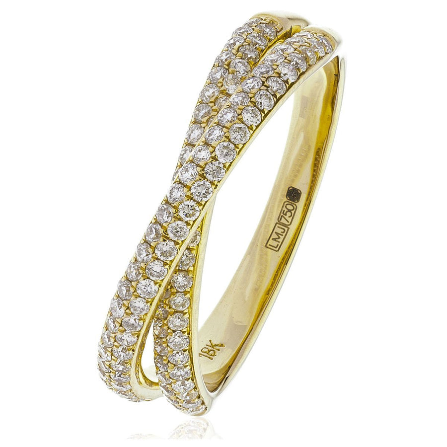 Diamond Fancy Pave Ring 5.0mm 0.50ct F-VS Quality in 18k Yellow Gold - My Jewel World