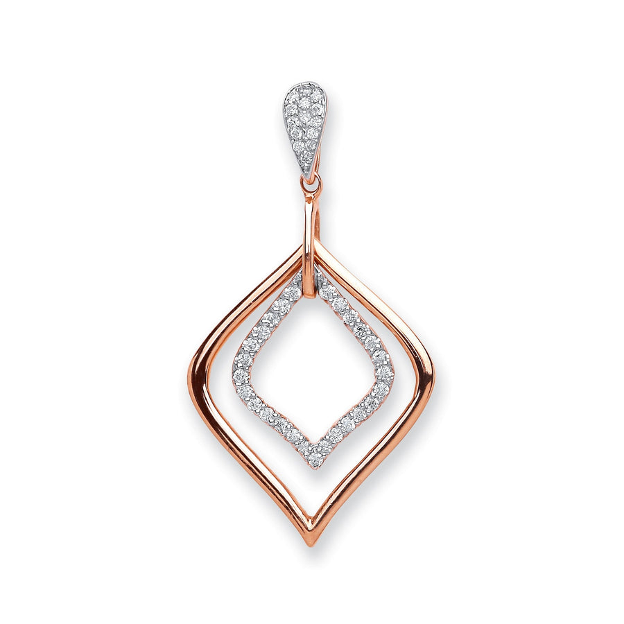 Diamond Fancy Pendant Necklace 0.25ct H-SI in 18K Rose Gold - My Jewel World