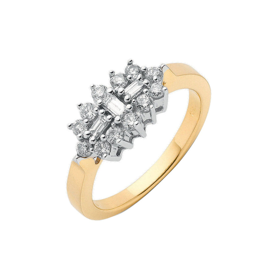 Diamond Fancy Ring 0.50ct H-SI Quality in 18K Yellow Gold - My Jewel World