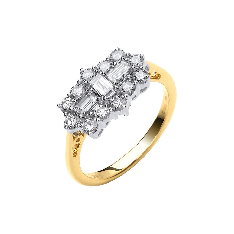 Diamond Fancy Ring 1.00ct H-SI Quality in 18K Yellow Gold - My Jewel World