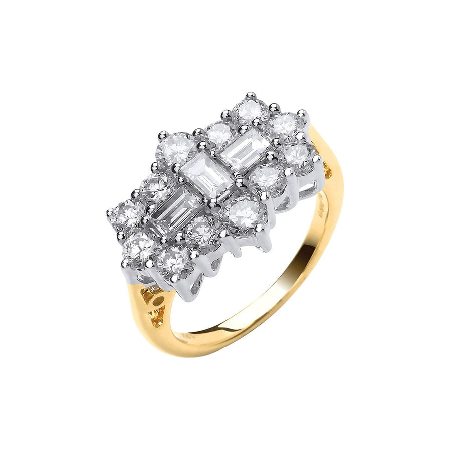 Diamond Fancy Ring 2.00ct H-SI Quality in 18K Yellow Gold - My Jewel World