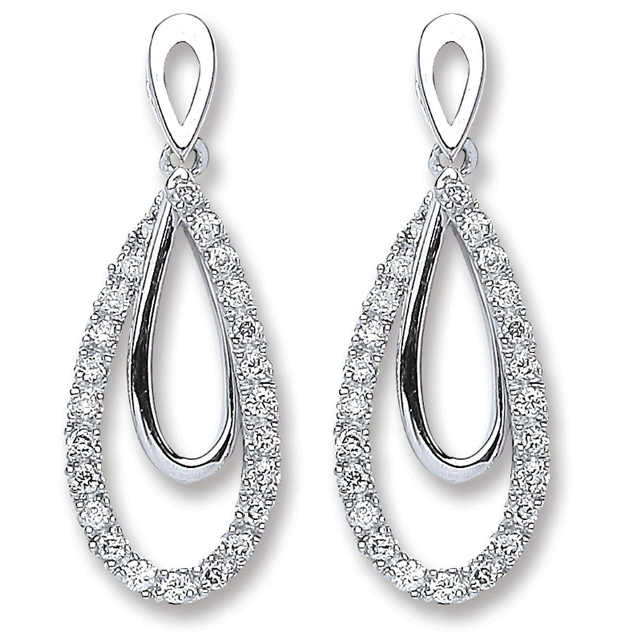 Diamond Fancy Tear Drop Earrings 0.20ct H-SI Quality 9K White Gold - My Jewel World