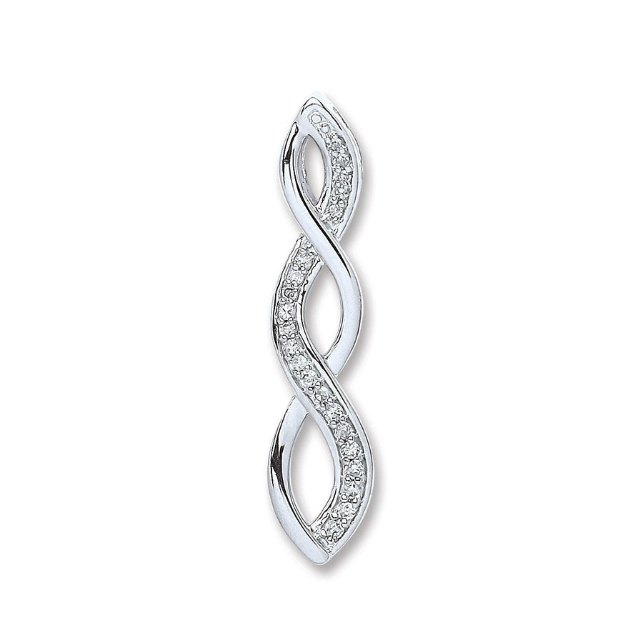 Diamond Fancy Twist Pendant Necklace 0.08ct H-SI in 9K White Gold - My Jewel World